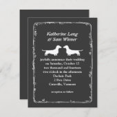 Dachshund Dog Silhouettes Wedding Announding Kaart (Voorkant / Achterkant)
