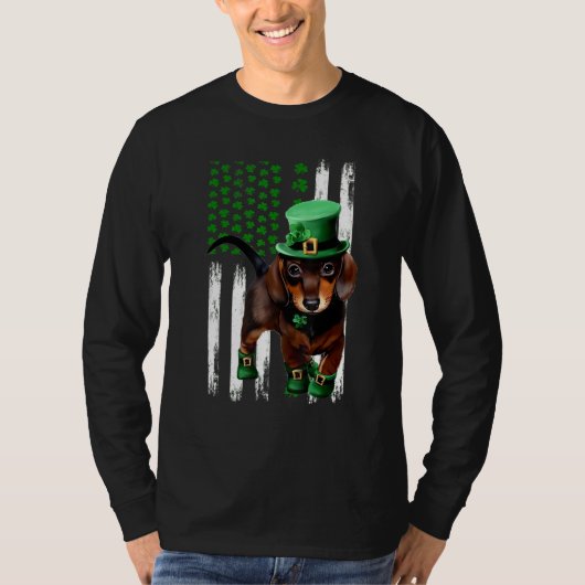 Dachshund Dog St Patrick's Day T-shirt (Voorkant)