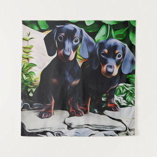 Dachshund Dog Summer Garden Birthday Poster Wandkleed
