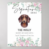Dachshund Dog Trouwhandtekening Drink Teken Poster (Voorkant)