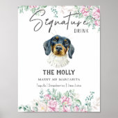 Dachshund Dog Trouwhandtekening Drink Teken Poster (Voorkant)