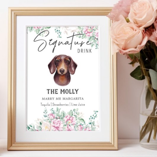 Dachshund Dog Trouwhandtekening Drink Teken Poster