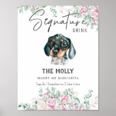 Dachshund Dog Trouwhandtekening Drink Teken Poster (Voorkant)