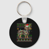Dachshund Dog Ugly Christmas Sweaters Holiday Sant Sleutelhanger (Voorkant)