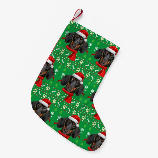 Dachshund Dog Ugly kerst Kleine Kerstsok (Voorkant (Hangend))