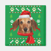 Dachshund Dog Ugly kerst Magneet (Voorkant)