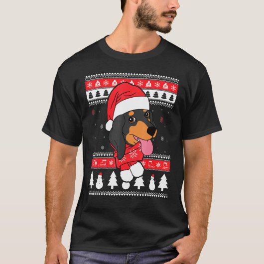 Dachshund Dog Ugly kerst T-shirt (Voorkant)