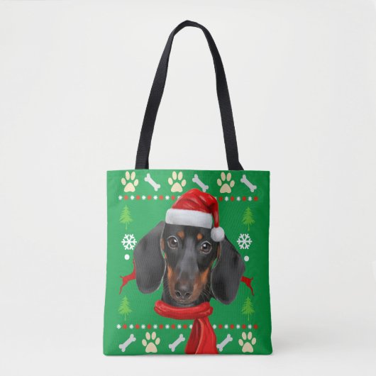 Dachshund Dog Ugly kerst Tote Bag (Voorkant)