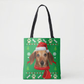 Dachshund Dog Ugly kerst Tote Bag (Voorkant)