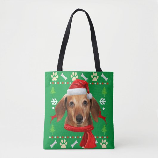 Dachshund Dog Ugly kerst Tote Bag (Voorkant)