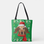 Dachshund Dog Ugly kerst Tote Bag (Achterkant)