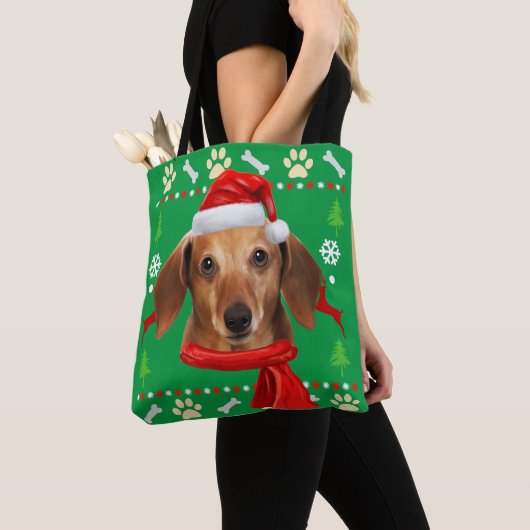 Dachshund Dog Ugly kerst Tote Bag (Dichtbij)