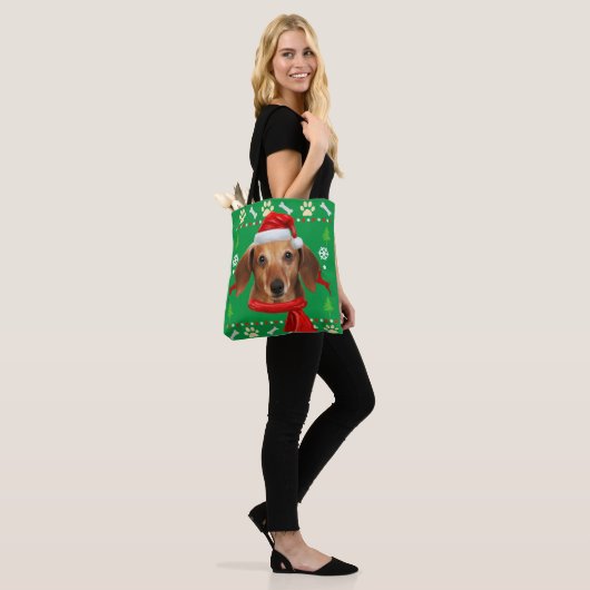 Dachshund Dog Ugly kerst Tote Bag (Op model)