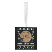 Dachshund Dog Ugly kerstSweater Style Kubus Ornament (Rechts)