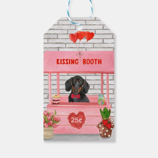 Dachshund Dog Valentijnsdag Kissing Booth Cadeaulabel (Achterkant)
