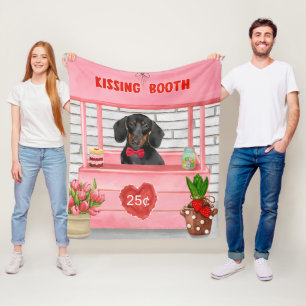 Dachshund Dog Valentijnsdag Kissing Booth Fleece Deken