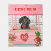 Dachshund Dog Valentijnsdag Kissing Booth Fleece Deken (Voorkant)
