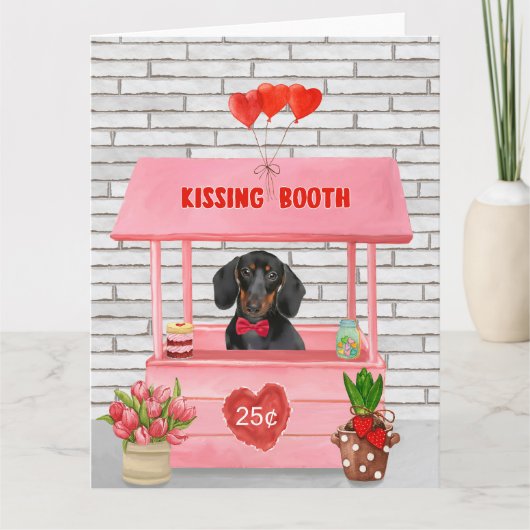 Dachshund Dog Valentijnsdag Kissing Booth Kaart (Voorkant)