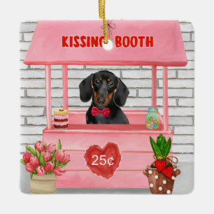 Dachshund Dog Valentijnsdag Kissing Booth Keramisch Ornament
