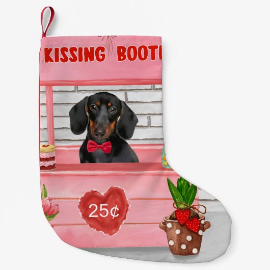 Dachshund Dog Valentijnsdag Kissing Booth Kleine Kerstsok (Voorkant)