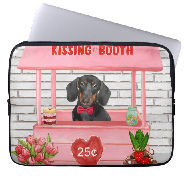 Dachshund Dog Valentijnsdag Kissing Booth Laptop Sleeve (Voorkant)