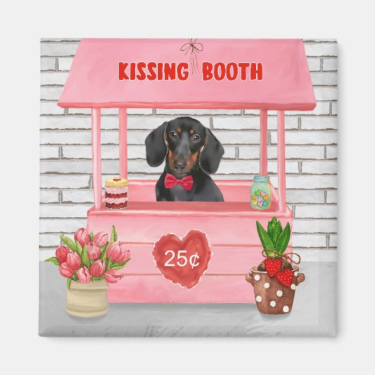Dachshund Dog Valentijnsdag Kissing Booth Magneet (Voorkant)