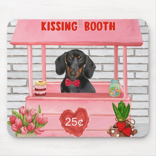 Dachshund Dog Valentijnsdag Kissing Booth Muismat (Voorkant)