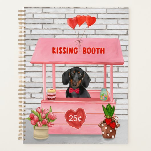 Dachshund Dog Valentijnsdag Kissing Booth Planner (Voorkant)
