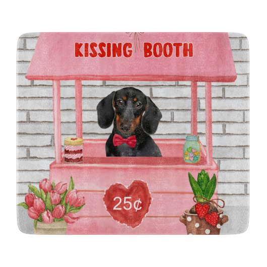 Dachshund Dog Valentijnsdag Kissing Booth Snijplank (Voorkant)