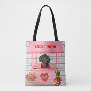 Dachshund Dog Valentijnsdag Kissing Booth Tote Bag