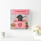 Dachshund Dog Valentijnsdag Kissing Booth Vierkante Klok (Huis)