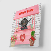 Dachshund Dog Valentijnsdag Kissing Booth Vierkante Klok (Hoek)