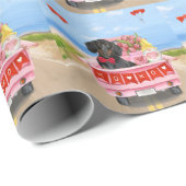 Dachshund Dog Valentijnsdag Truck Hearts Cadeaupapier (Rol Hoek)