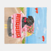 Dachshund Dog Valentijnsdag Truck Hearts Fleece Deken (Voorkant (Horizontaal))