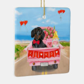 Dachshund Dog Valentijnsdag Truck Hearts Keramisch Ornament (Rechts)