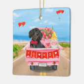 Dachshund Dog Valentijnsdag Truck Hearts Keramisch Ornament (Links)