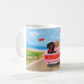Dachshund Dog Valentijnsdag Truck Hearts Koffiemok (Voorkant links)
