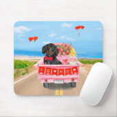 Dachshund Dog Valentijnsdag Truck Hearts Muismat (Met muis)