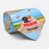 Dachshund Dog Valentijnsdag Truck Hearts Stropdas (Opgerold)