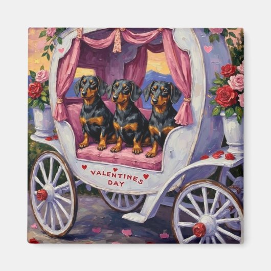 Dachshund Dog Valentine's Day Magneet (Voorkant)