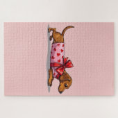 Dachshund Dog Valentine's Day Wrapped Gift Art Legpuzzel (Horizontaal)