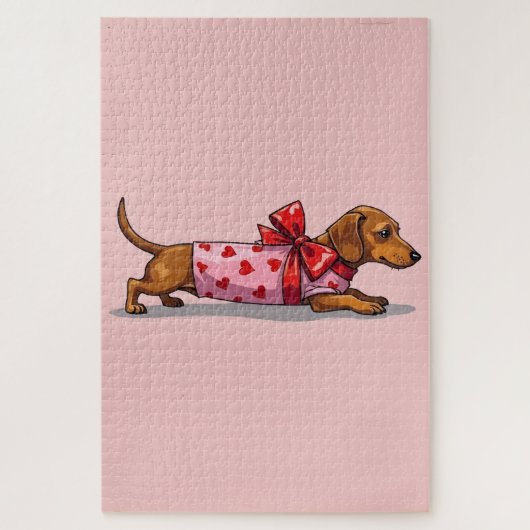 Dachshund Dog Valentine's Day Wrapped Gift Art Legpuzzel (Verticaal)