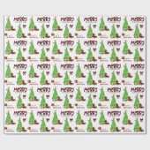 Dachshund Dog, vogel en kerstboom Cadeaupapier (Vlak)