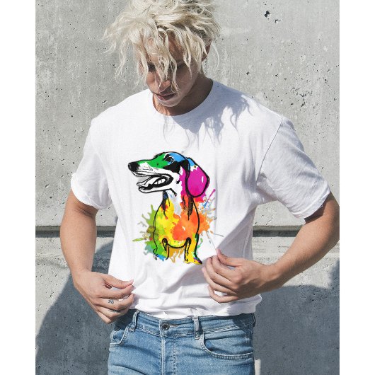 Dachshund Dog Waterverf Colorful Doxie Mannen T-shirt