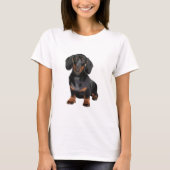 Dachshund Dog Waterverf Kunst Schilderen T-shirt (Voorkant)