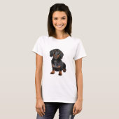 Dachshund Dog Waterverf Kunst Schilderen T-shirt (Voorkant volledig)