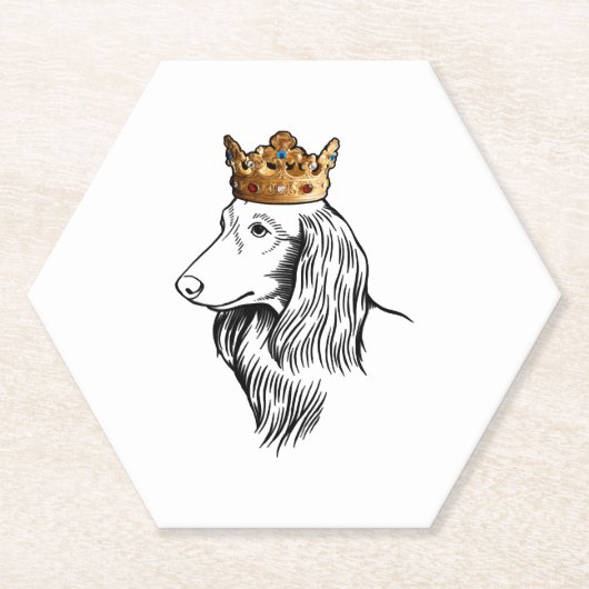 Dachshund Dog Wearing Crown Kartonnen Onderzetters (Voorkant)