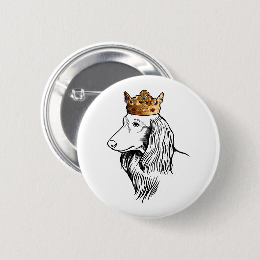 Dachshund Dog Wearing Crown Ronde Button 5,7 Cm (Voorkant /achterkant)