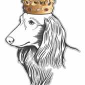 Dachshund Dog Wearing Crown Sticker (Voorkant)