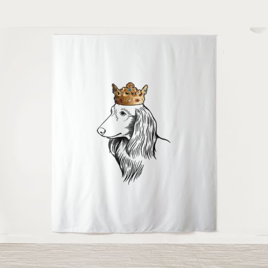 Dachshund Dog Wearing Crown Wandkleed (Voorkant)